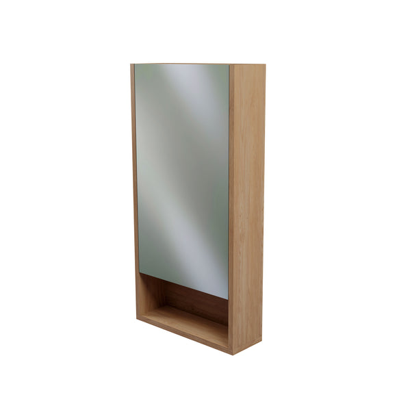 450mm 600mm 1 Door Modern Mirror Shaving Cabinet in American Oak, Made in Australia