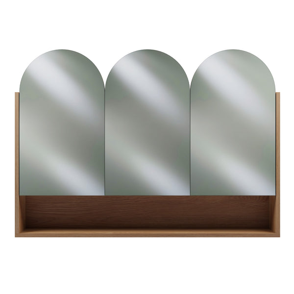 1500mm 1800mm 3 Arched Door Modern Mirror Shaving Cabinet in American Oak, Made in Australia