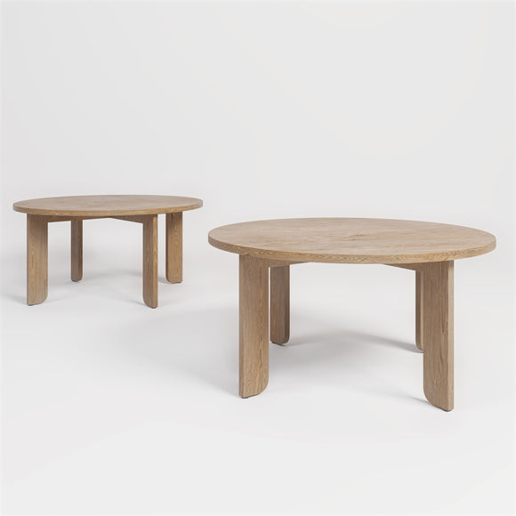 Lunar Round Dining Table 4 Legs Curved Base in American Oak in custom size and dimensions