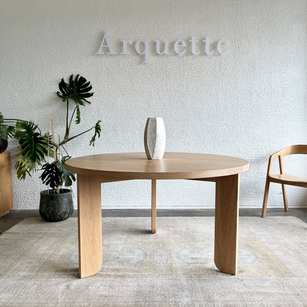 Lunar Round Dining Table in Solid American Oak in our Melbourne Workshop.