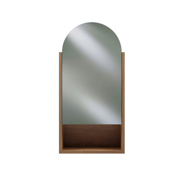 450mm 600mm 1 Arched Door Modern Mirror Shaving Cabinet in American Oak, Made in Australia
