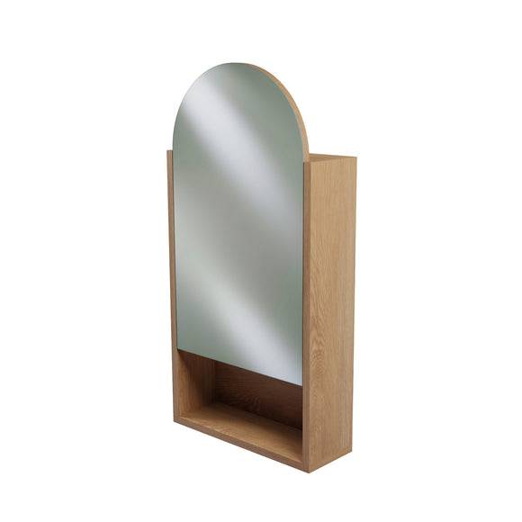 450mm 600mm 1 Arched Door Modern Mirror Shaving Cabinet in American Oak, Made in Australia