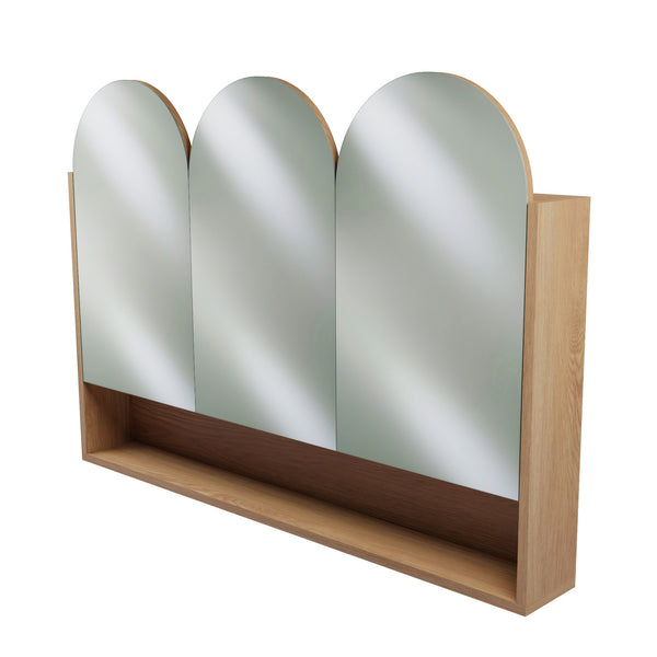 1500mm 1800mm 3 Arched Door Modern Mirror Shaving Cabinet in American Oak, Made in Australia