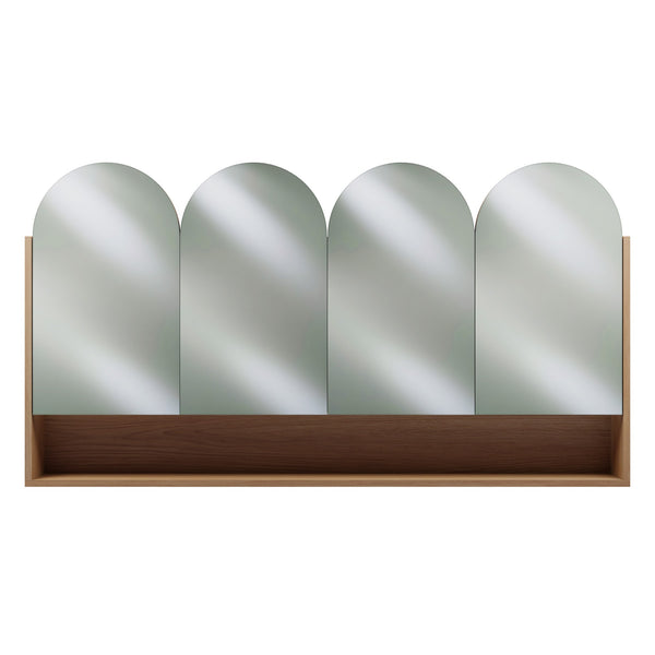 1600mm 1800mm 2100mm 4 Arched Door Modern Mirror Shaving Cabinet in American Oak, Made in Australia