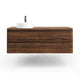 Floating Solid Timber Vanity in American Walnut Dark Wood with Curved Edges