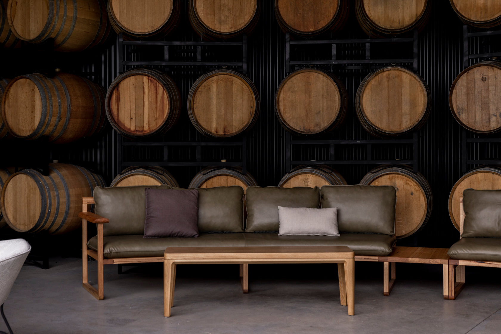 Custom Australian Made Designer Furniture in Commercial Winery Oak Bench Seats