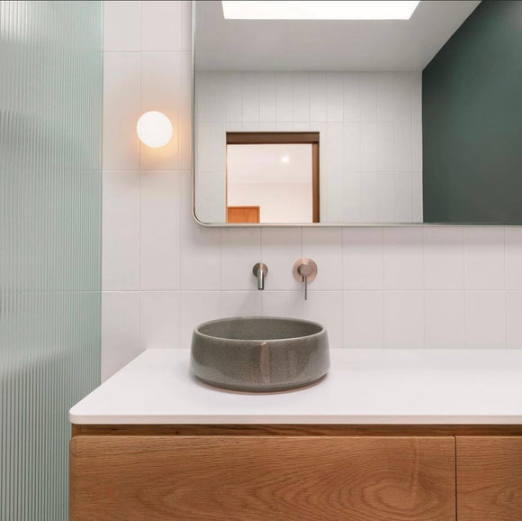 Custom Solid American Oak Vanity with grey Robert Gordon Basin