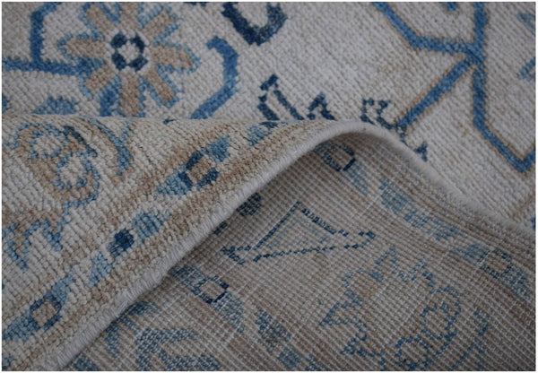 Authentic Hallway Runner Made in Afghanistan. Striking blue colours on a handknotted rug. Available online or in our Melbourne showroom