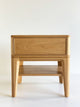 Solid American Oak Bedside Table featuring large drawer and shelf. Australian Made solid timber furniture custom made to your dimensions and style. Furniture Made in Melbourne.