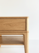 Solid American Oak Bedside Table featuring large drawer and shelf. Australian Made solid timber furniture custom made to custom dimensions in Melbourne