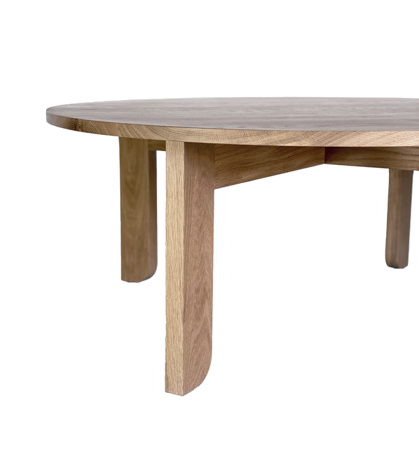 Australian Made Round Coffee Table in Solid American Oak Timber. Made in Melbourne, the Lunar Round Nesting Coffee Tables feature soft curves and half arch details to create lightness at the base of the leg. Custom sizes available.